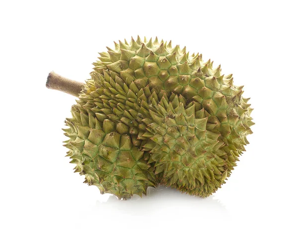 Fresco Taglio Monthong Durian Sfondo Bianco — Foto Stock