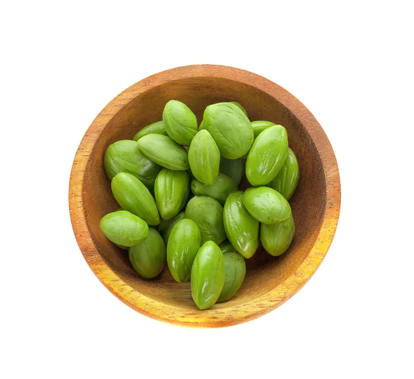 Een Houten Kom Stinken Bean Ook Wel Genoemd Parkia Speciosa — Stockfoto