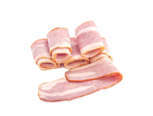 Bacon Cru Isolé Sur Fond Blanc — Photo