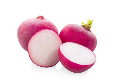 Beyaz arkaplanda küçük bahçe turpu