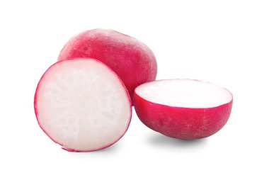 Beyaz arkaplanda küçük bahçe turpu