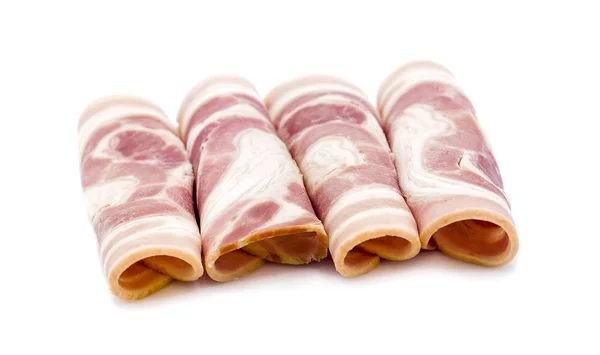 Affettato Prosciutto Bavarese Salsiccia Guarnito Sfondo Bianco — Foto Stock