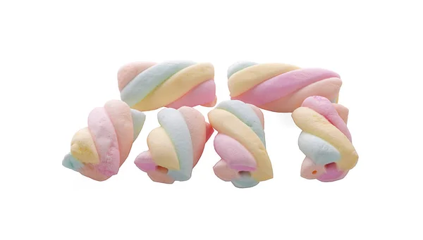 Marshmallows Doces Isolados Fundo Branco — Fotografia de Stock