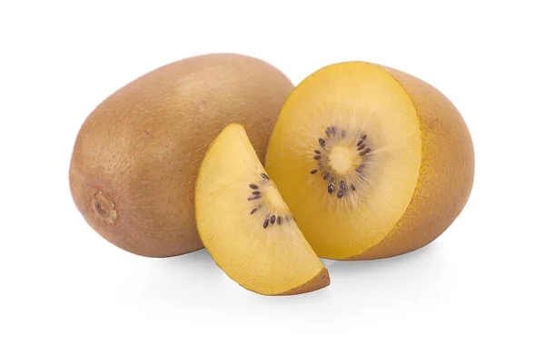 Geel Goud Kiwi Fruit Een Witte Achtergrond — Stockfoto