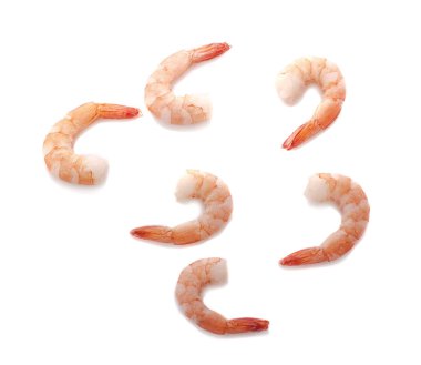 Beyaz arkaplanda karides izole edildi