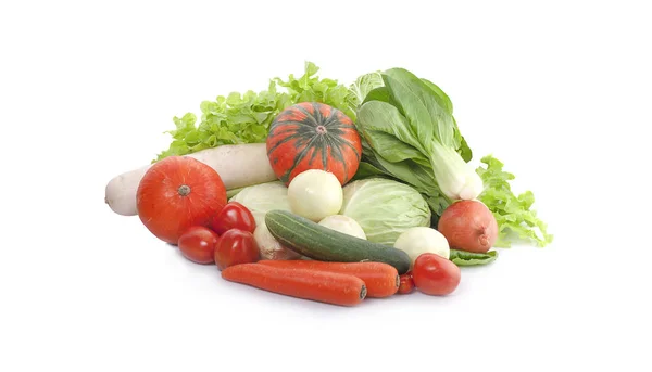 有機生野菜と果物の様々 な組成物 バランスの取れた食事 — ストック写真
