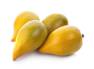 Beyaz arka planda yumurta meyvesi, Canistel, Sarı Sapote (Pouteria campechiana (Kunth) Baehni)