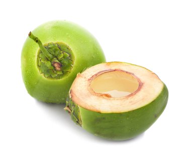 su damlası yeşil hindistan cevizi beyaz arkaplanda izole