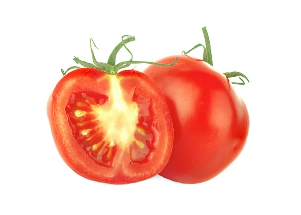 Pomidory Całe Półtora Izolowane Białym — Zdjęcie stockowe