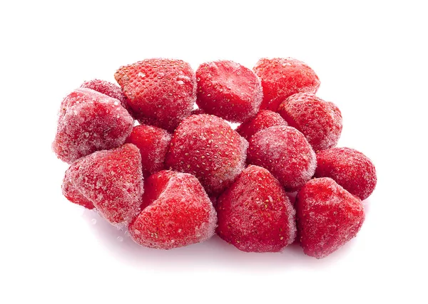 Gefrorene Erdbeeren Eine Isolierte Auf Weißem Hintergrund — Stockfoto