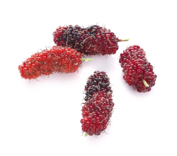 Moras Fruta Morera Hoja Sobre Fondo Blanco Fruta Sana Morera — Foto de Stock