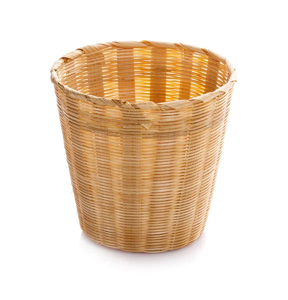 Basket Wicker Isolated White Background — Stock Photo, Image