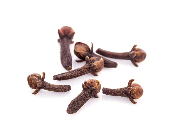 beyaz arkaplanda kuru karanfiller