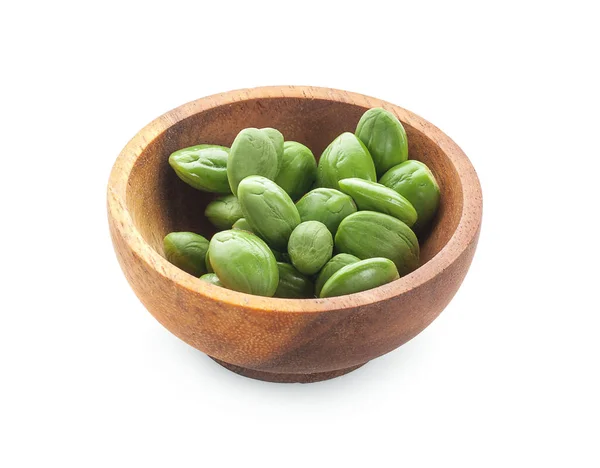 Wooden Bowl Stink Bean Also Called Parkia Speciosa Bitter Bean — Stock Photo, Image