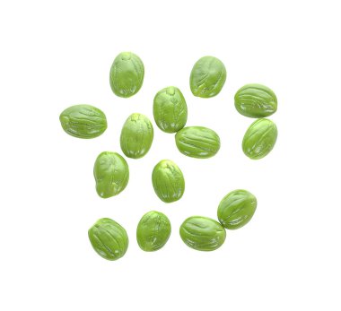 Parkia speciosa tohum veya beyaz arka plan üzerinde acı bakla