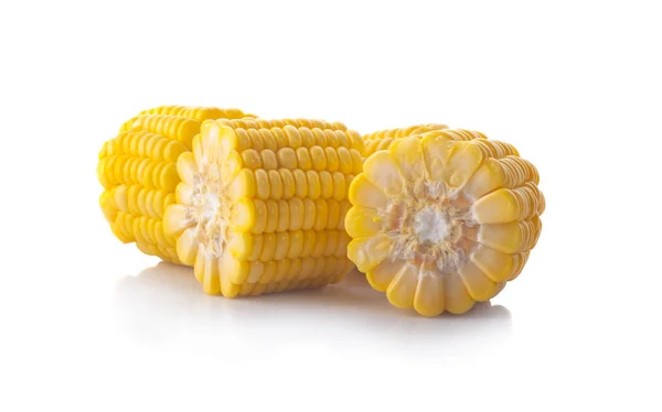Вуха Солодкої Кукурудзи Ізольовані Білому Тлі — стокове фото