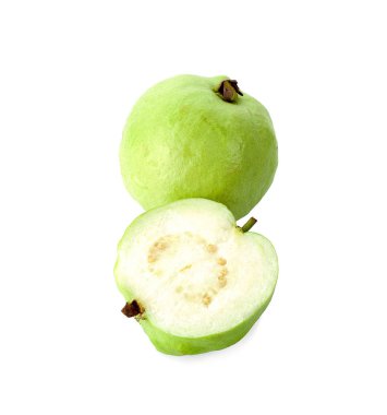 Guava meyvesi beyaz arkaplanda izole.