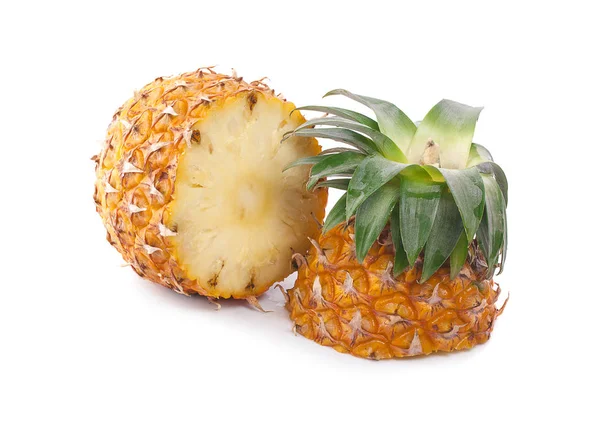 Ananas Avec Tranches Isolées Sentier Coupe — Photo