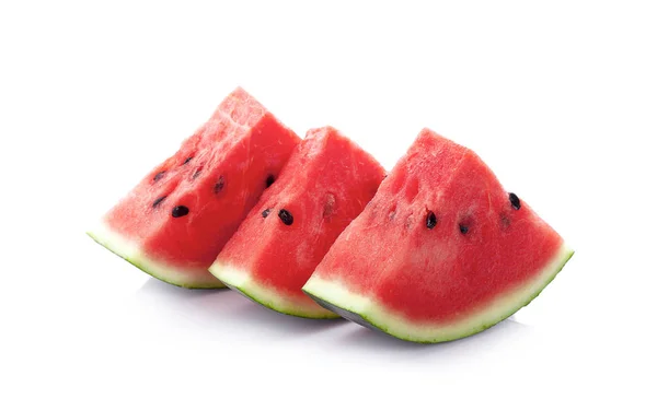 Aufgeschnittene Reife Wassermelone Isoliert Auf Weißem Hintergrund Ausschnitt — Stockfoto