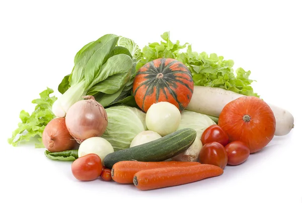 Zdravé Stravovací Koncept Nebo Zelené Nakupování Skupina Vybraných Čerstvé Zeleniny — Stock fotografie