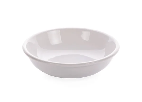 Biała Ceramiczna Miska Białym Tle — Zdjęcie stockowe