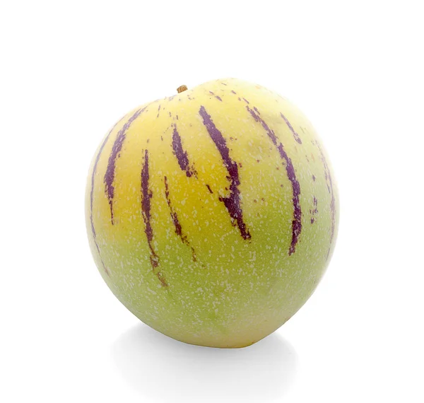 Pepino Dinnye Gyümölcs Elszigetelt Fehér Background Vágógörbével — Stock Fotó