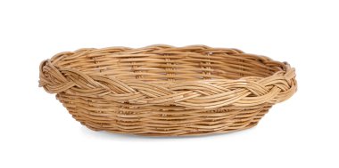 Beyaz arkaplanda izole edilmiş vintage dokuma sepeti