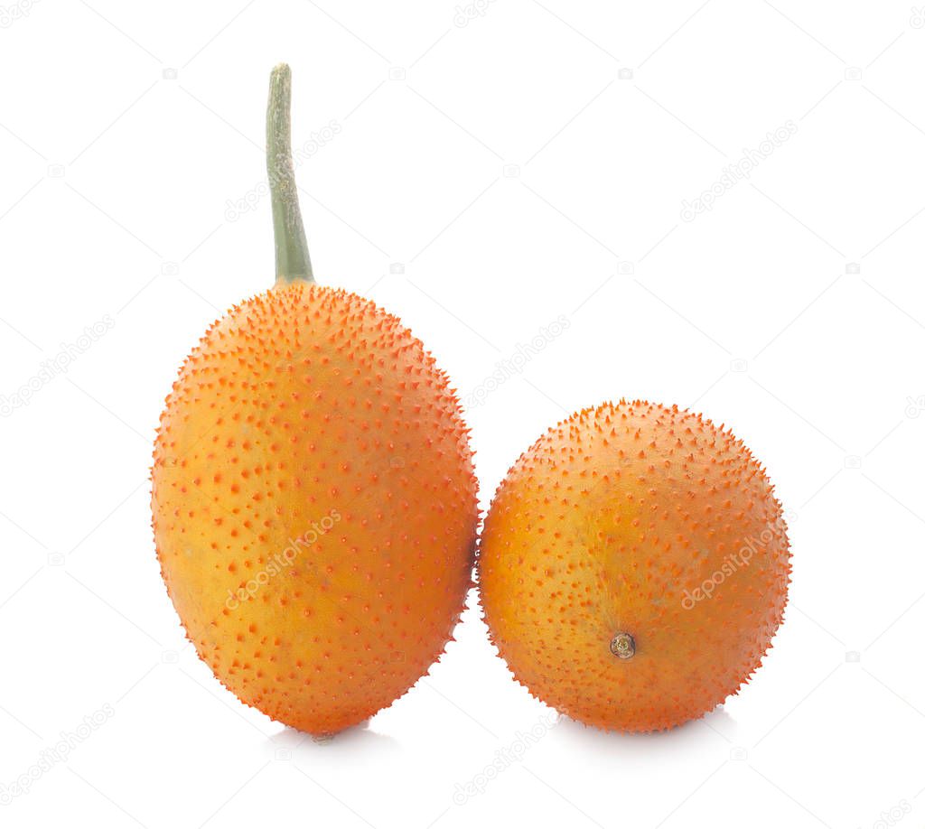 momordica fruit on white background