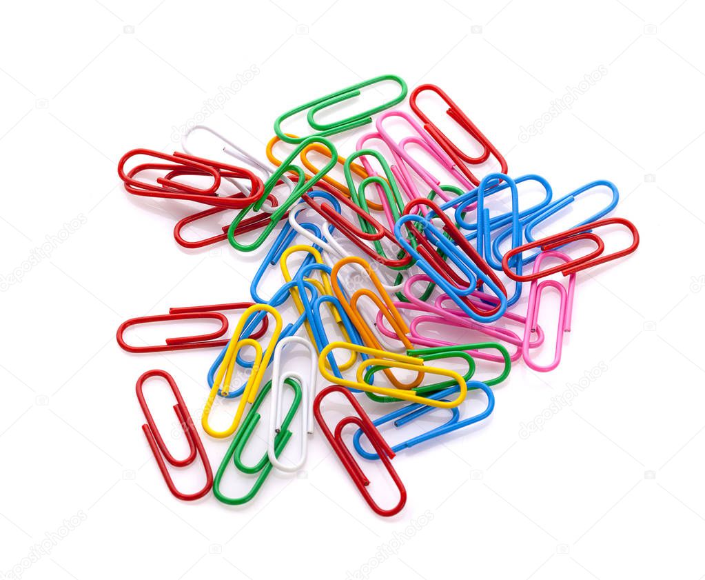 Paper clips isolated on white background