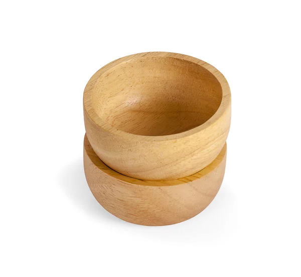 Wooden Bowl Isolated White — Stock Photo, Image