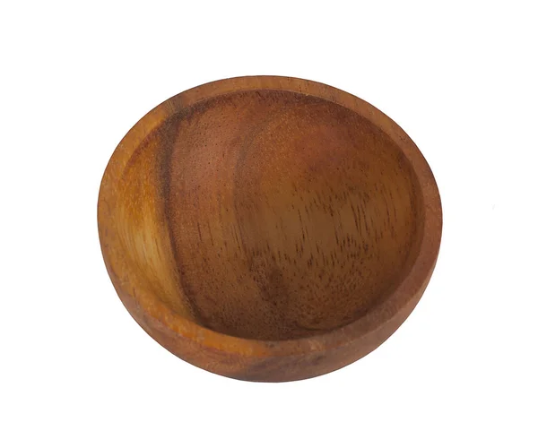 Empty Wooden Bowl Isolated Top View — Stock Photo, Image
