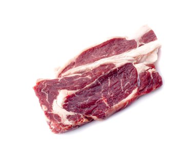 Eti, domuz eti, dilim domuz loin beyaz bir arka plan üzerinde 