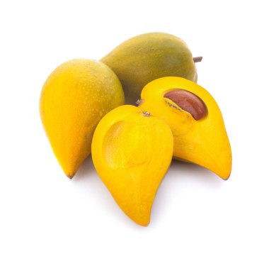 Beyaz arka planda yumurta meyvesi, Canistel, Sarı Sapote (Pouteria campechiana (Kunth) Baehni) 