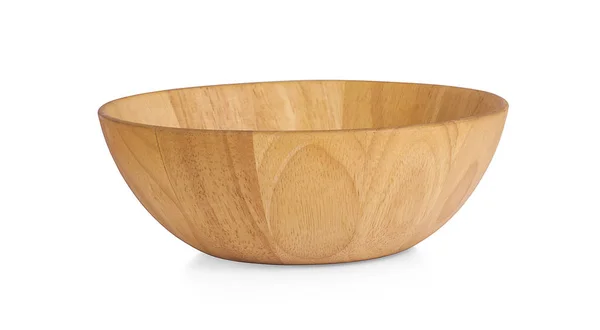 Wooden Bowl Isolated White — Stock Photo, Image