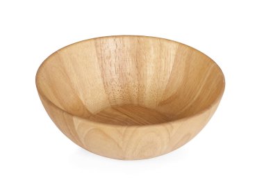 Beyaz arka planda ahşap kase