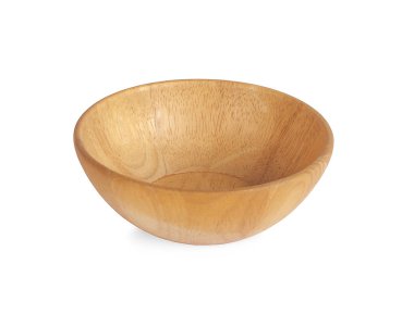 Beyaz arka planda ahşap kâse 