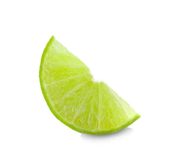 Succosa Fetta Lime Isolata Sfondo Bianco — Foto Stock