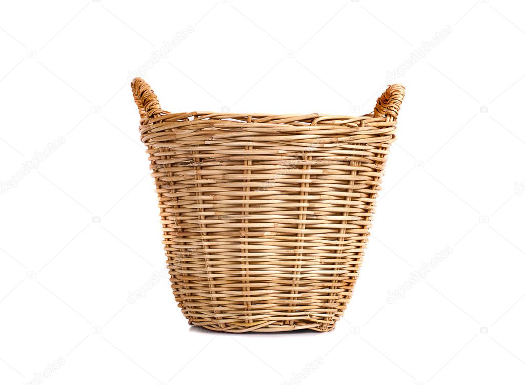 Basket wicker on isolated white background