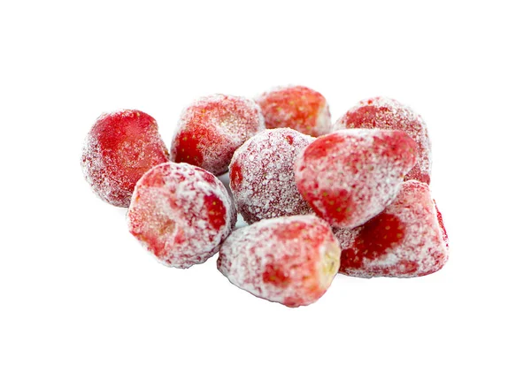 Een geïsoleerde bevroren van aardbeien op witte achtergrond — Stockfoto