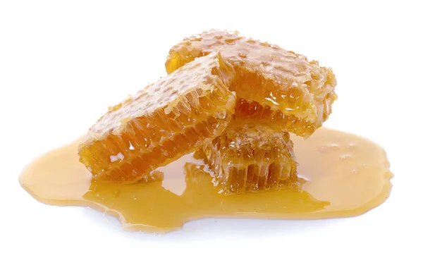 Honeycomb piece. Honey slice isolated on white background — Stock Photo, Image