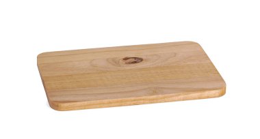 Beyaz arka plan üzerinde izole ahşap kesme tahtası