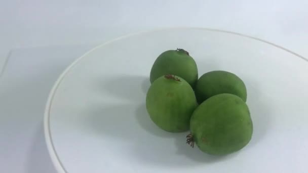 Mini Kiwi Baby Mini Kiwi Baby Frukt Vit Bakgrund — Stockvideo