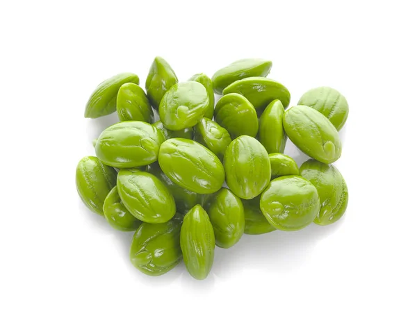 Parkia speciosa zaden of bittere bean geïsoleerd op een witte pagina — Stockfoto