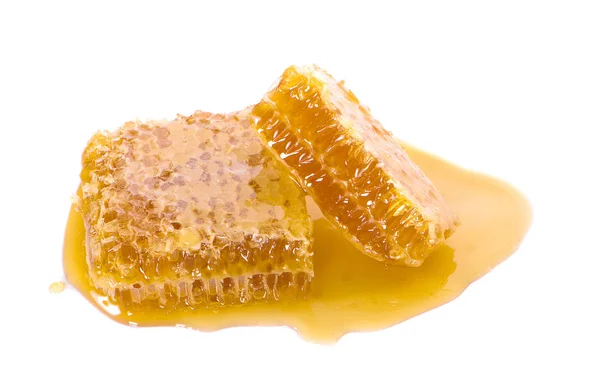 Honeycomb piece. Honey slice isolated on white background — Stock Photo, Image