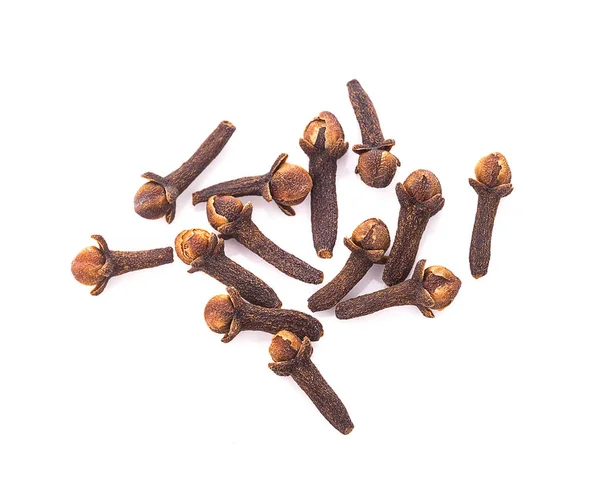 beyaz arkaplanda kuru karanfiller