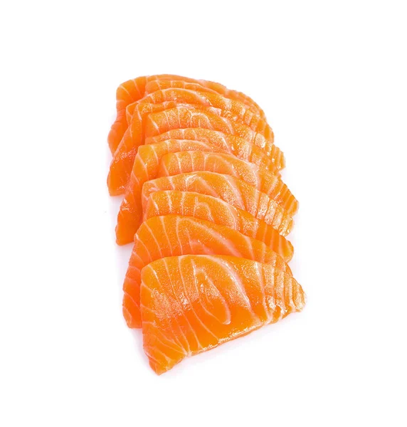 Saumon cru glissé Sashimi fond blanc — Photo