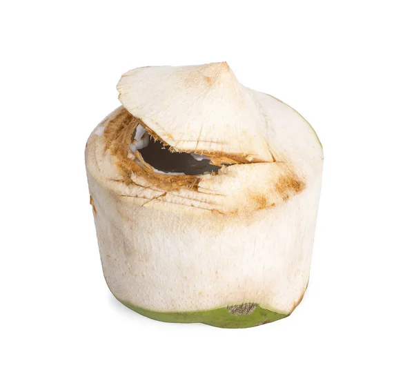 Coco verde aislado sobre fondo blanco — Foto de Stock