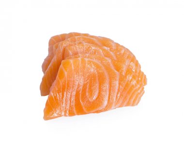 Beyaz Arka Plan Top Vie İzole Çiğ Somon Fileto Dilimleri