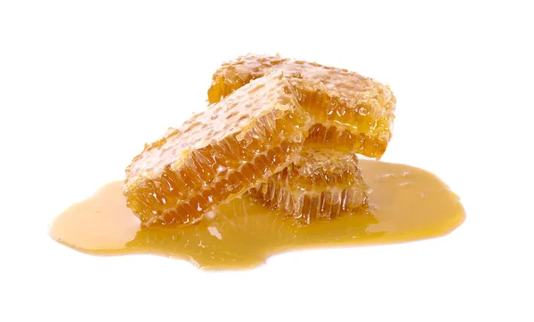 Honeycomb piece. Honey slice isolated on white background — Stock Photo, Image