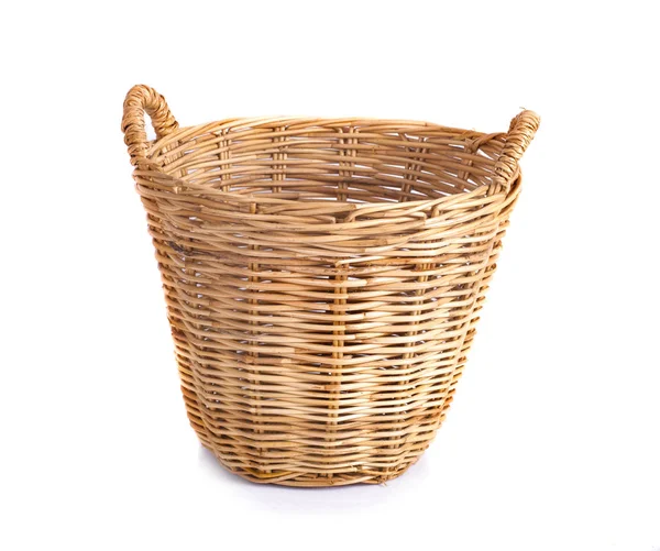 Empty wicker basket on white background — Stock Photo, Image